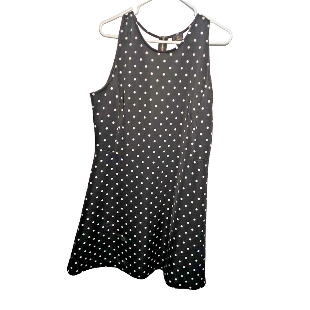 Worthington Women's Polka Dot Dress Zip Up Black and White